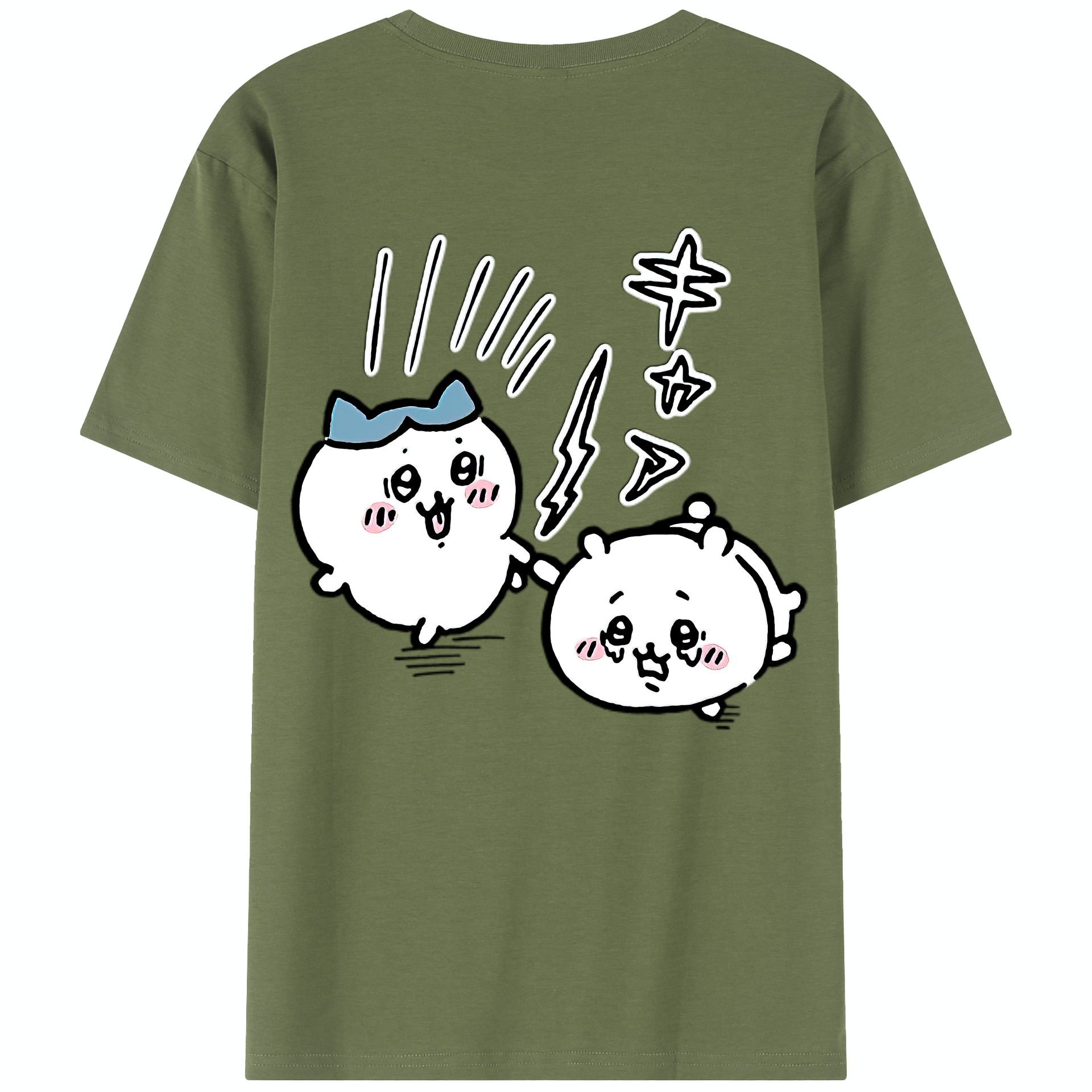 （画像用） ちいかわ ハチワレ Chii-kawa hachiware 綿100％半袖Tシャツ（背面プリント）